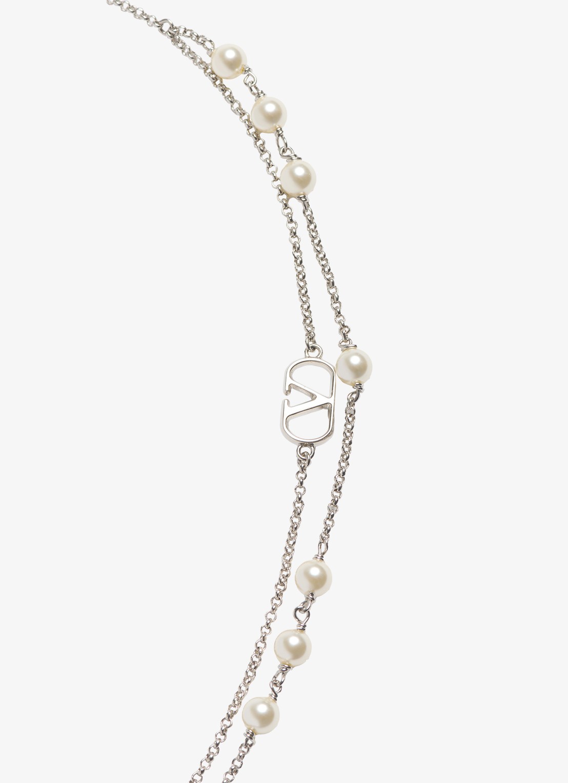 Valentino Garavani Vlogo Signature ketting met parel - detail 3 zilver
