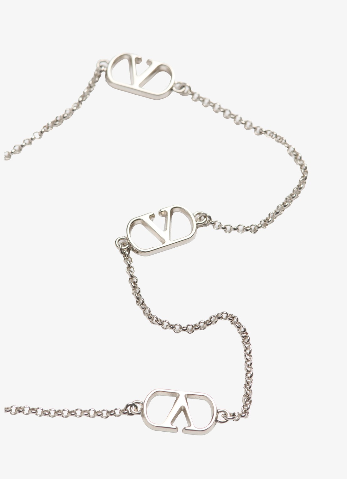 Valentino Garavani Vlogo Signature ketting met parel - detail 4 zilver