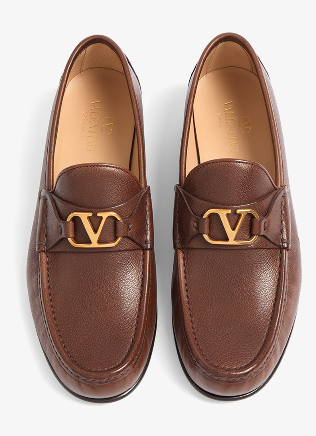 Valentino Garavani VLogo Signature loafer van leer - detail 5 bruin
