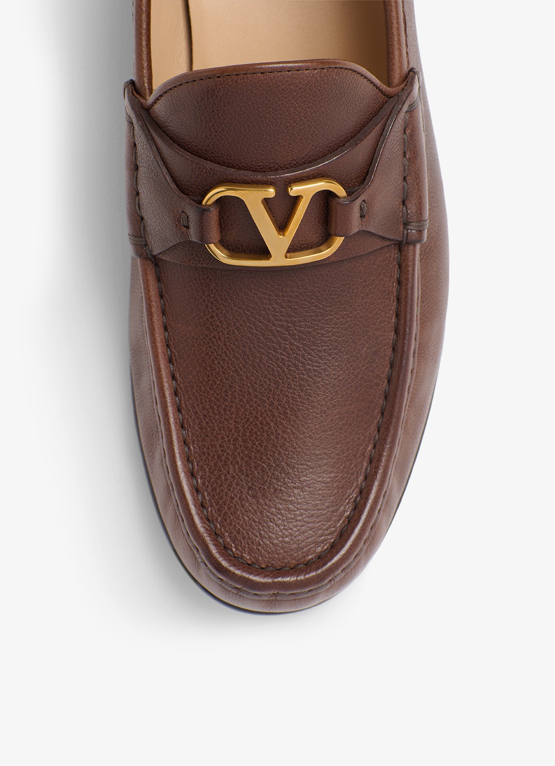Valentino Garavani VLogo Signature loafer van leer - detail 6 bruin