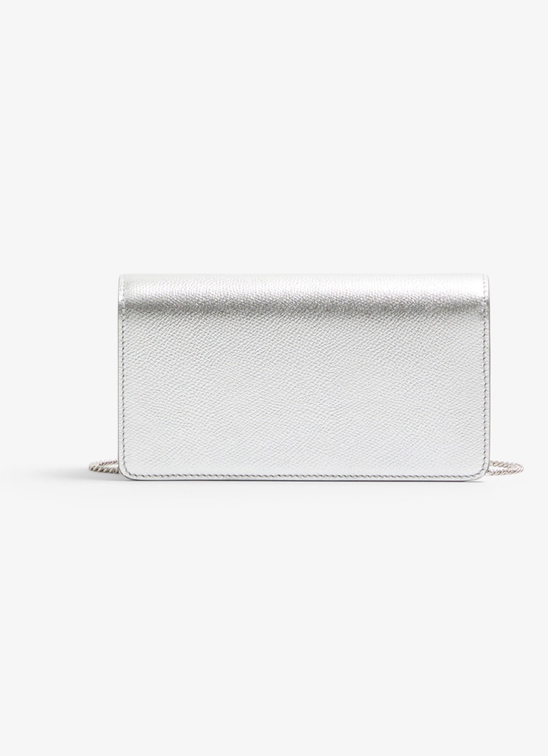 Valentino Garavani VLogo Signature Mini crossbodytas van kalfsleer met metallic finish - achterkant 4 zilver