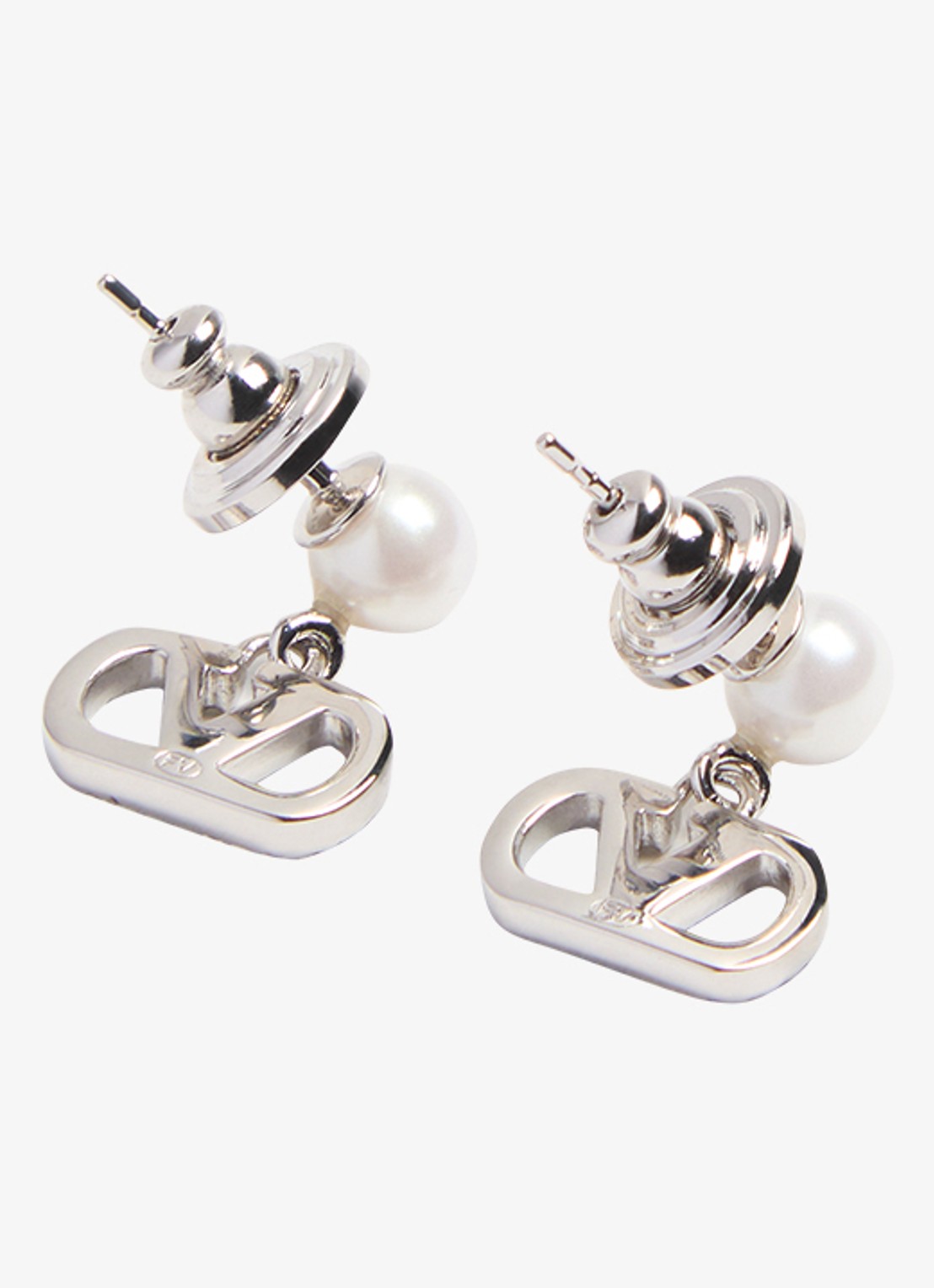 Valentino Garavani Vlogo Signature oorstekers met parel - detail 5 zilver