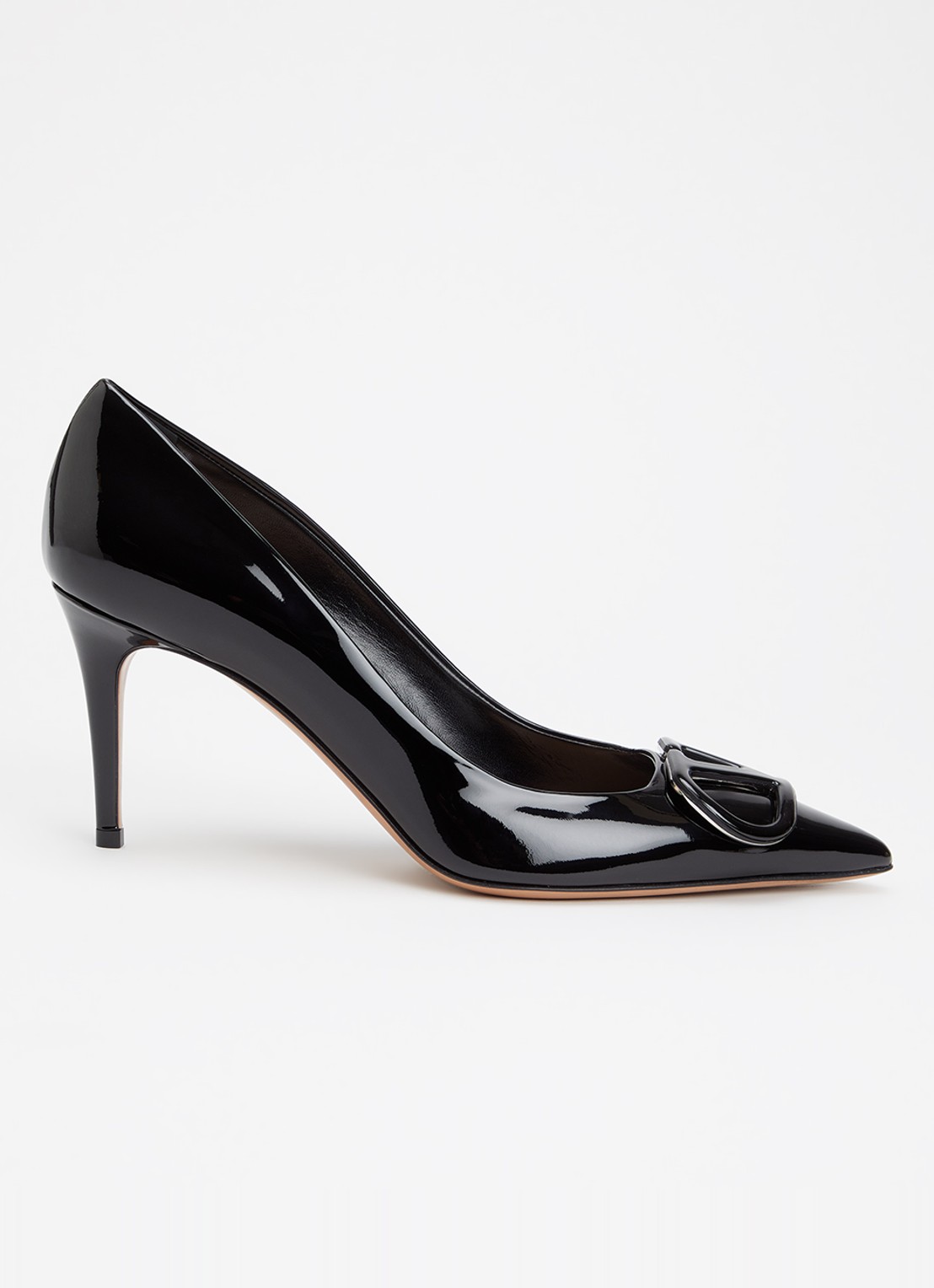 Valentino Garavani VLogo Signature pump van lakleer - voorkant 6 zwart
