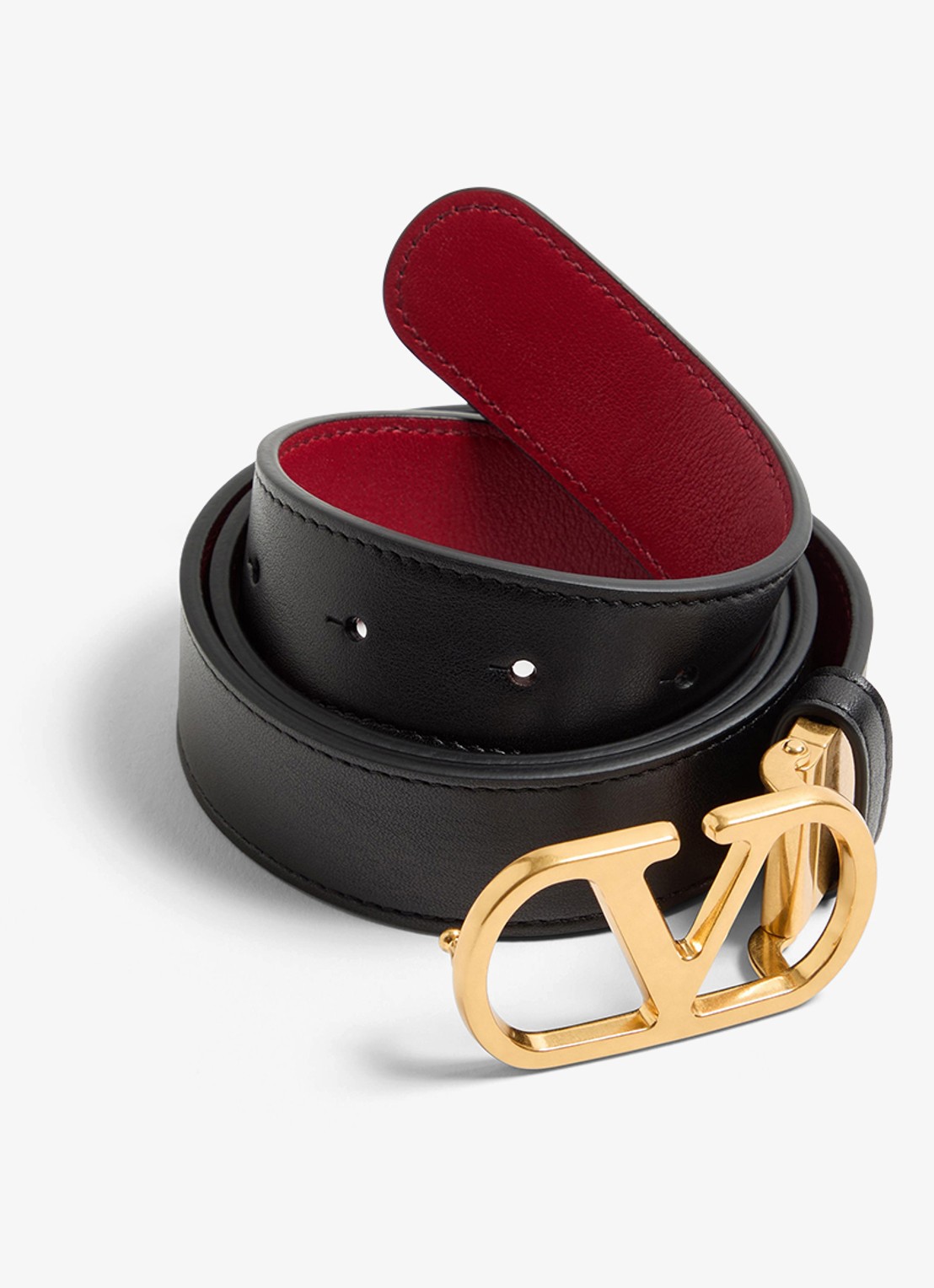 Valentino Garavani VLogo Signature reversible riem van kalfsleer - detail 3 rood