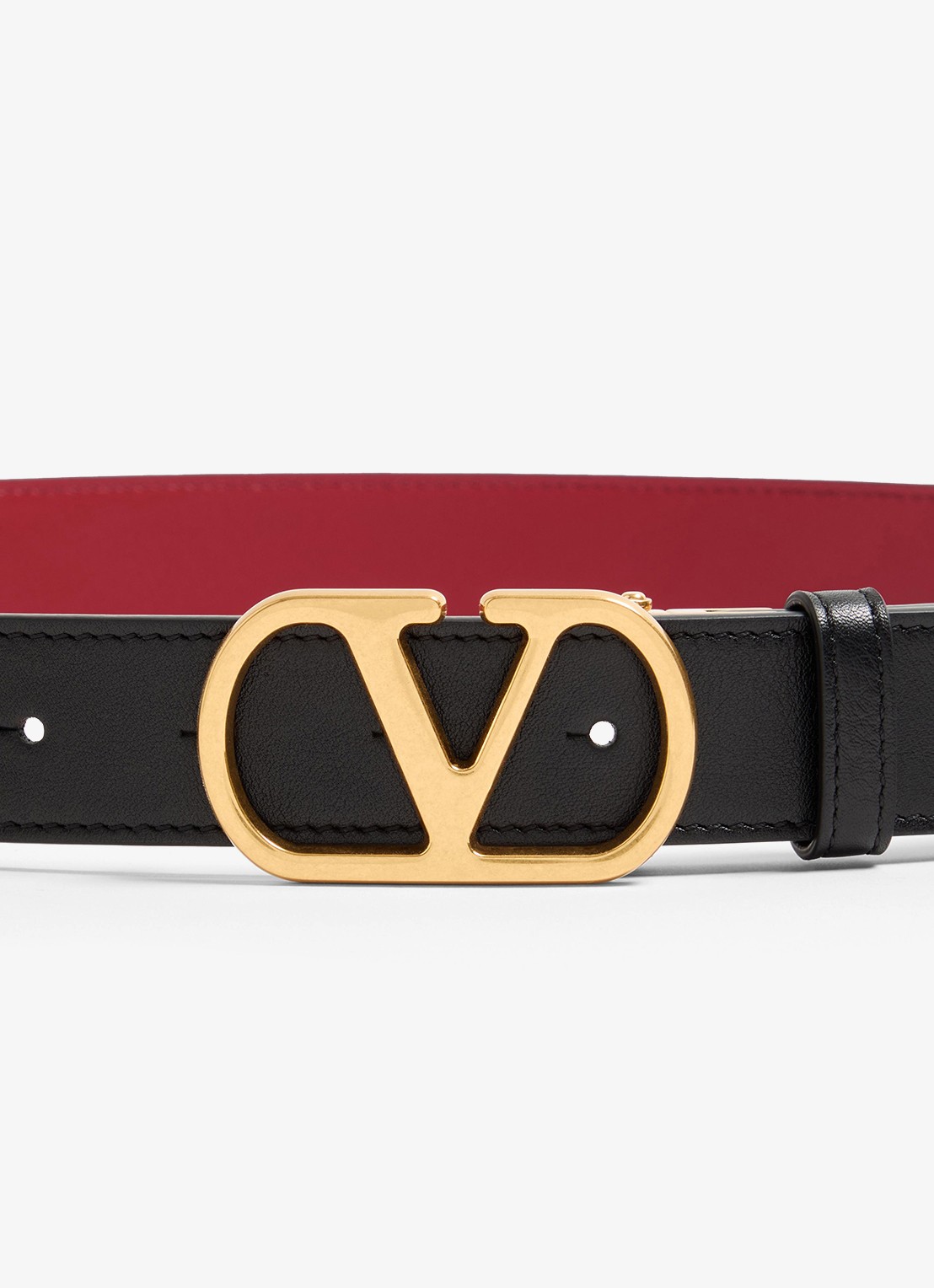 Valentino Garavani VLogo Signature reversible riem van kalfsleer - detail 4 rood
