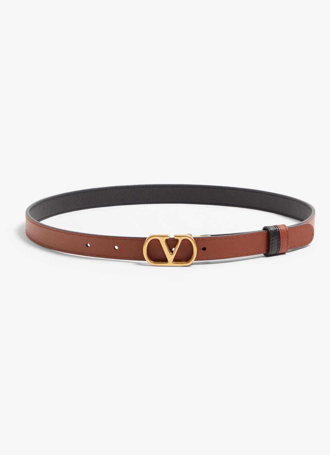 Valentino Garavani VLogo Signature reversible riem van kalfsleer - voorkant bruin