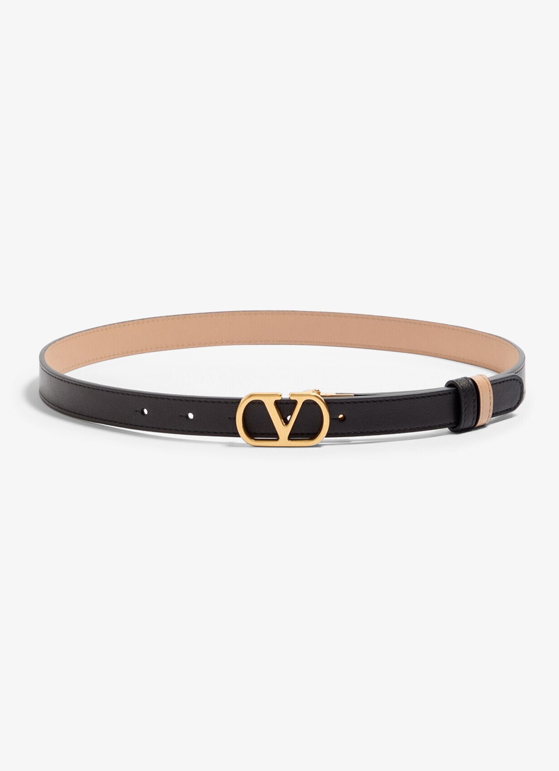 Valentino Garavani VLogo Signature reversible riem van kalfsleer - detail zwart