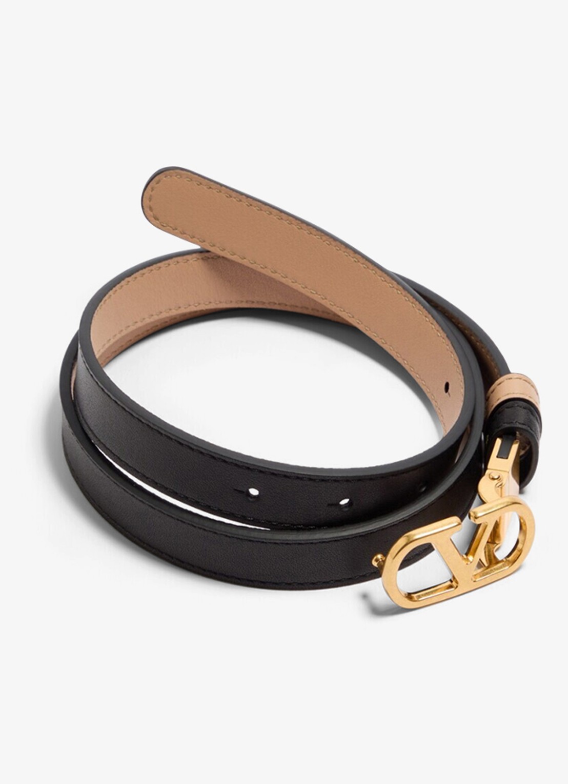 Valentino Garavani VLogo Signature reversible riem van kalfsleer - detail 3 zwart