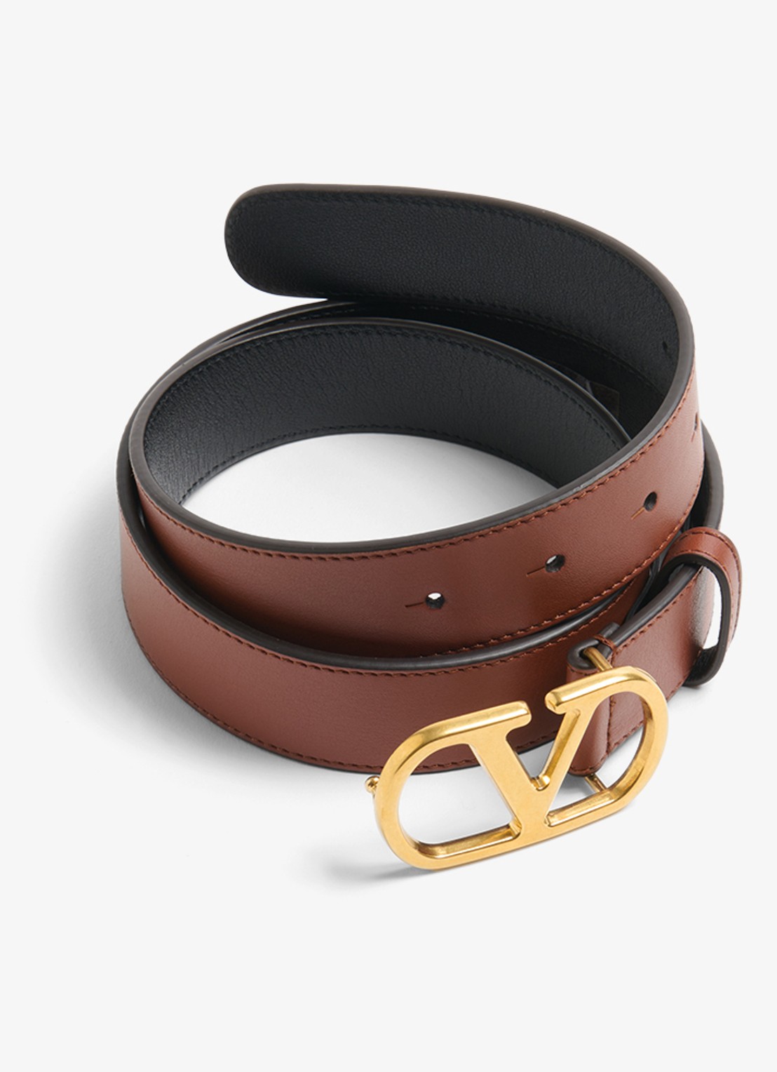 Valentino Garavani VLogo Signature riem van kalfsleer - detail 3 roestbruin