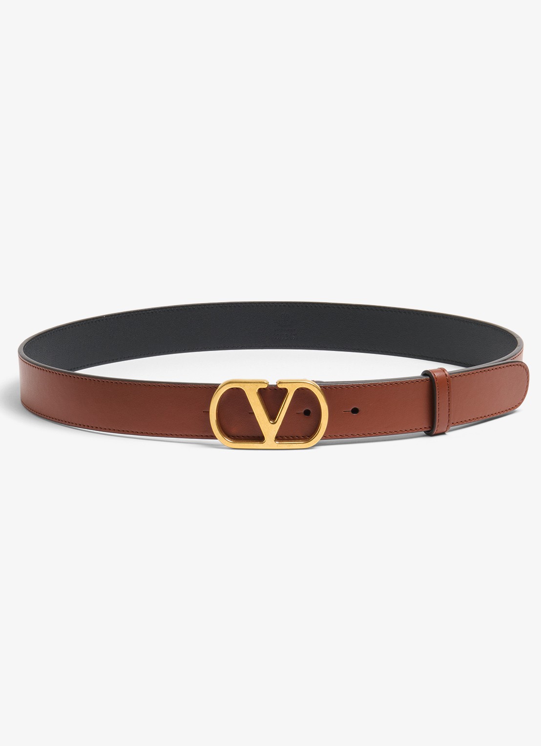 Valentino Garavani VLogo Signature riem van kalfsleer - voorkant roestbruin
