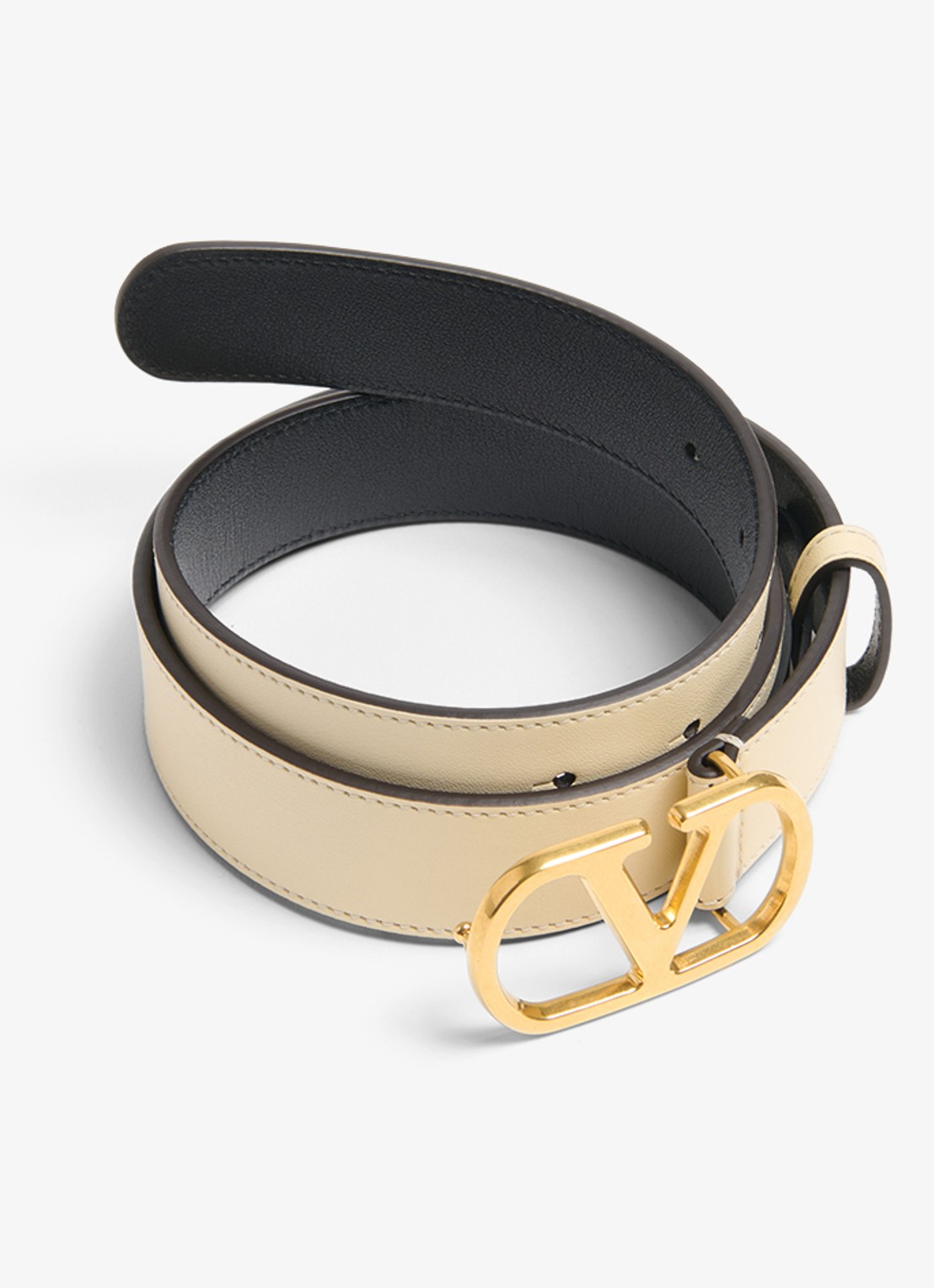 Valentino Garavani VLogo Signature riem van kalfsleer - detail 3 creme