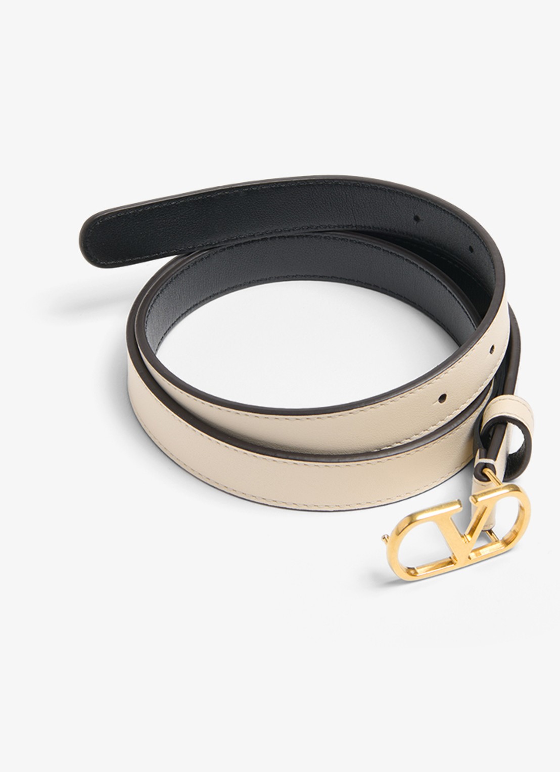 Valentino Garavani VLogo Signature riem van kalfsleer - detail creme