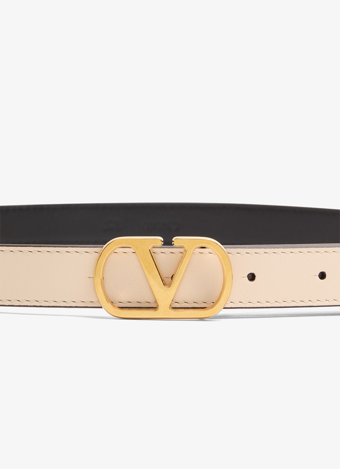 Valentino Garavani VLogo Signature riem van kalfsleer - detail 2 creme