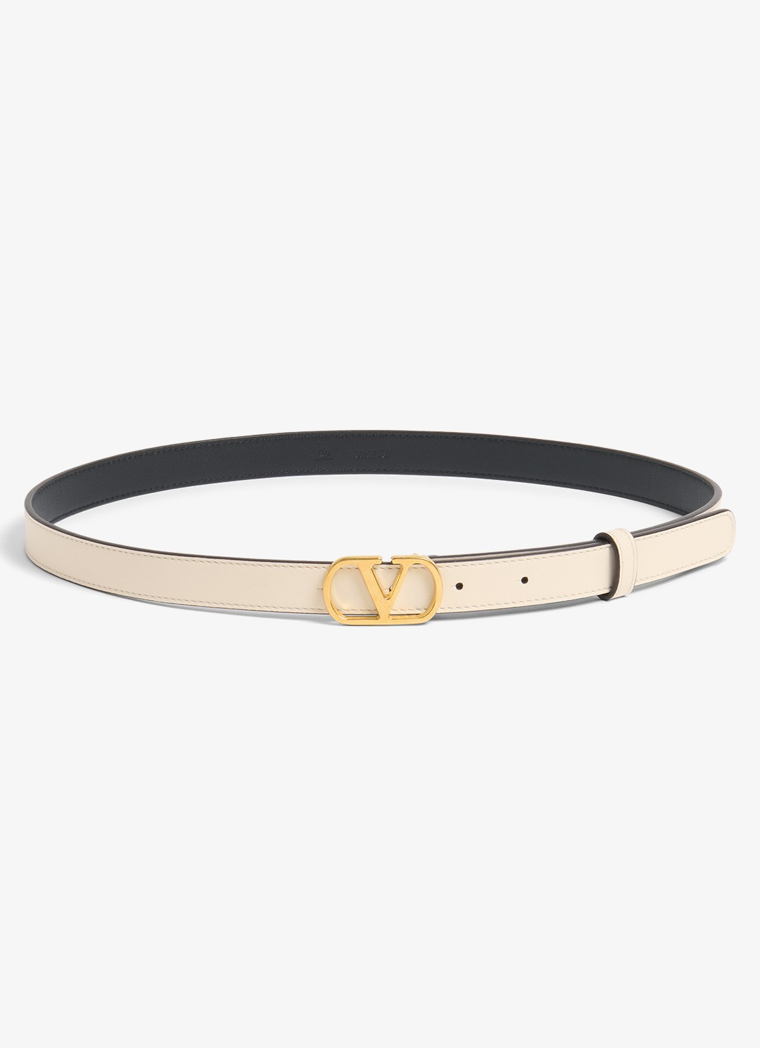 Valentino Garavani VLogo Signature riem van kalfsleer - voorkant 3 creme