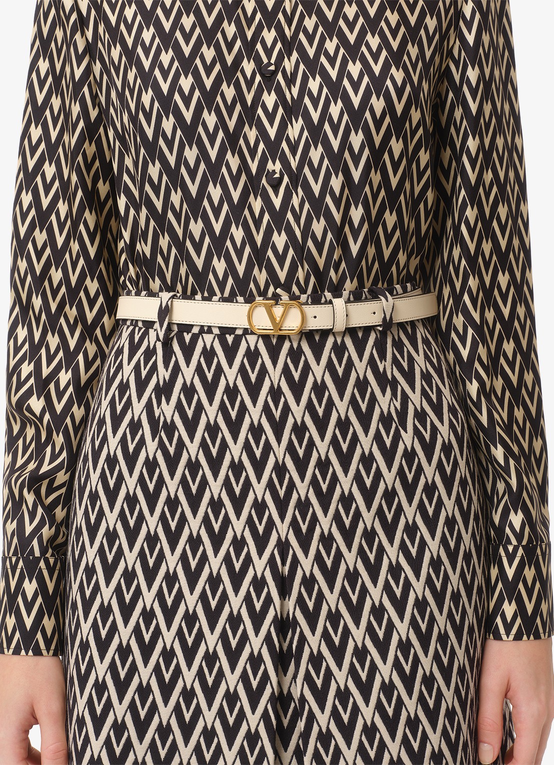 Valentino Garavani VLogo Signature riem van kalfsleer - voorkant 4 creme