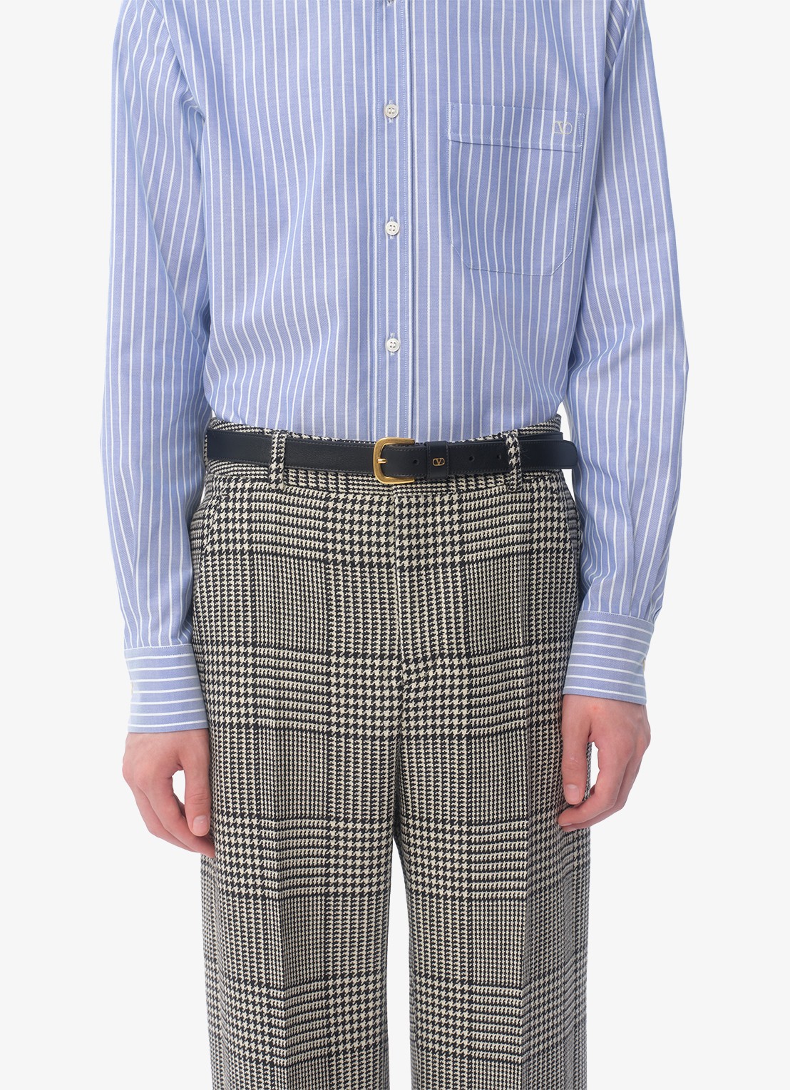 Valentino Garavani VLogo Signature riem van kalfsleer - voorkant 2 zwart
