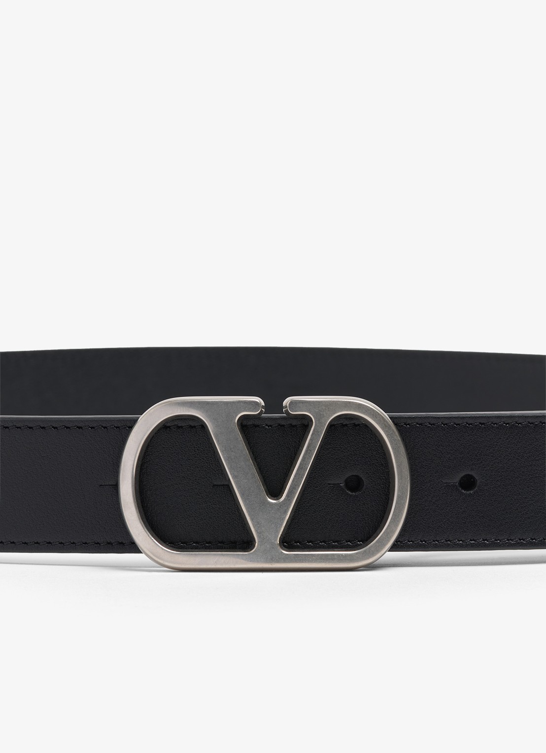 Valentino Garavani VLogo Signature riem van kalfsleer - voorkant 3 zwart