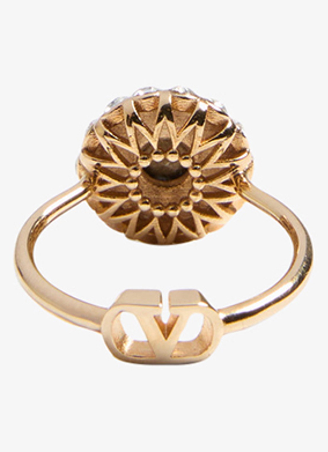 Valentino Garavani VLogo Signature ring met kristal - detail 3 goud