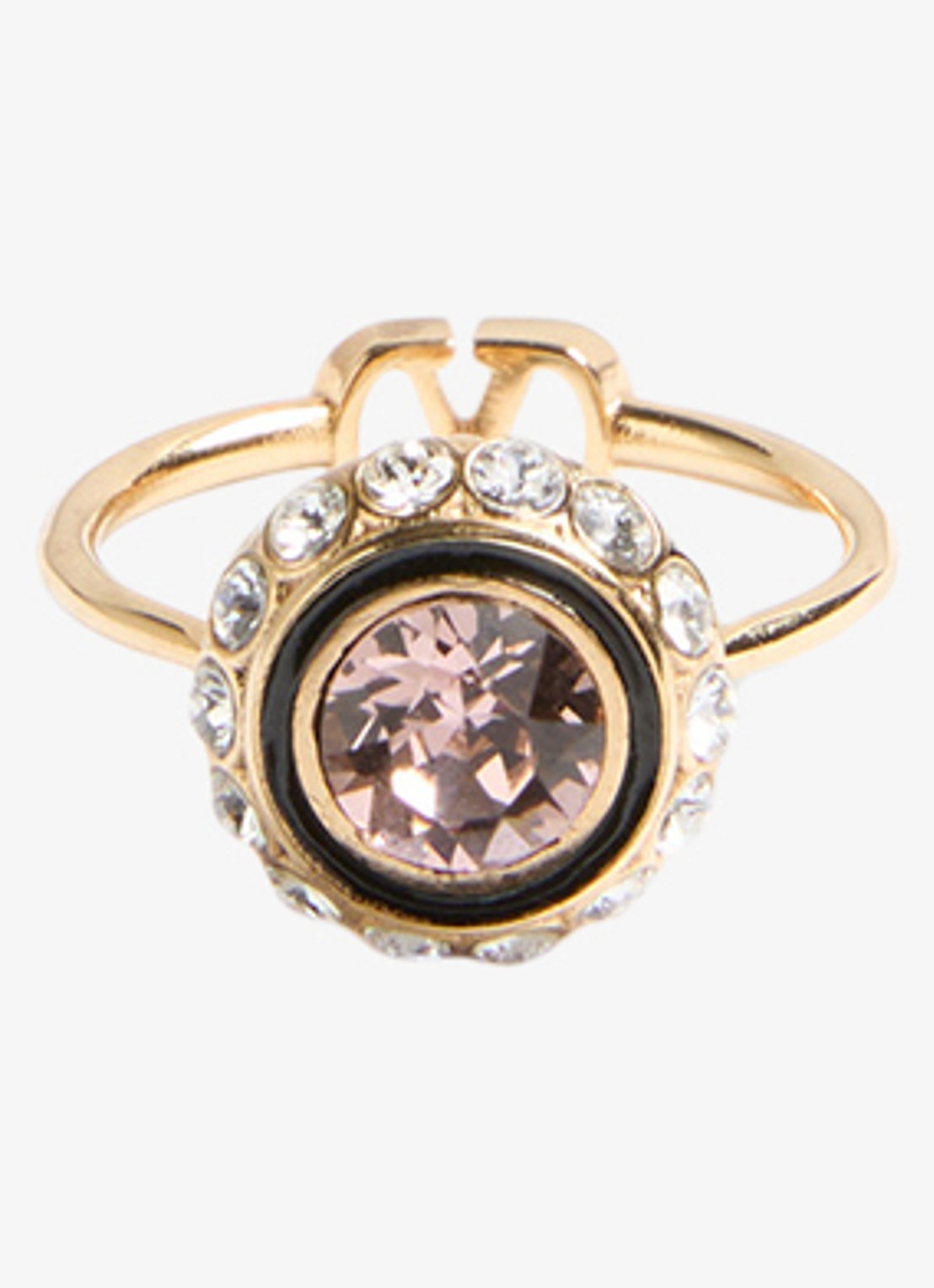 Valentino Garavani VLogo Signature ring met kristal - voorkant 4 goud