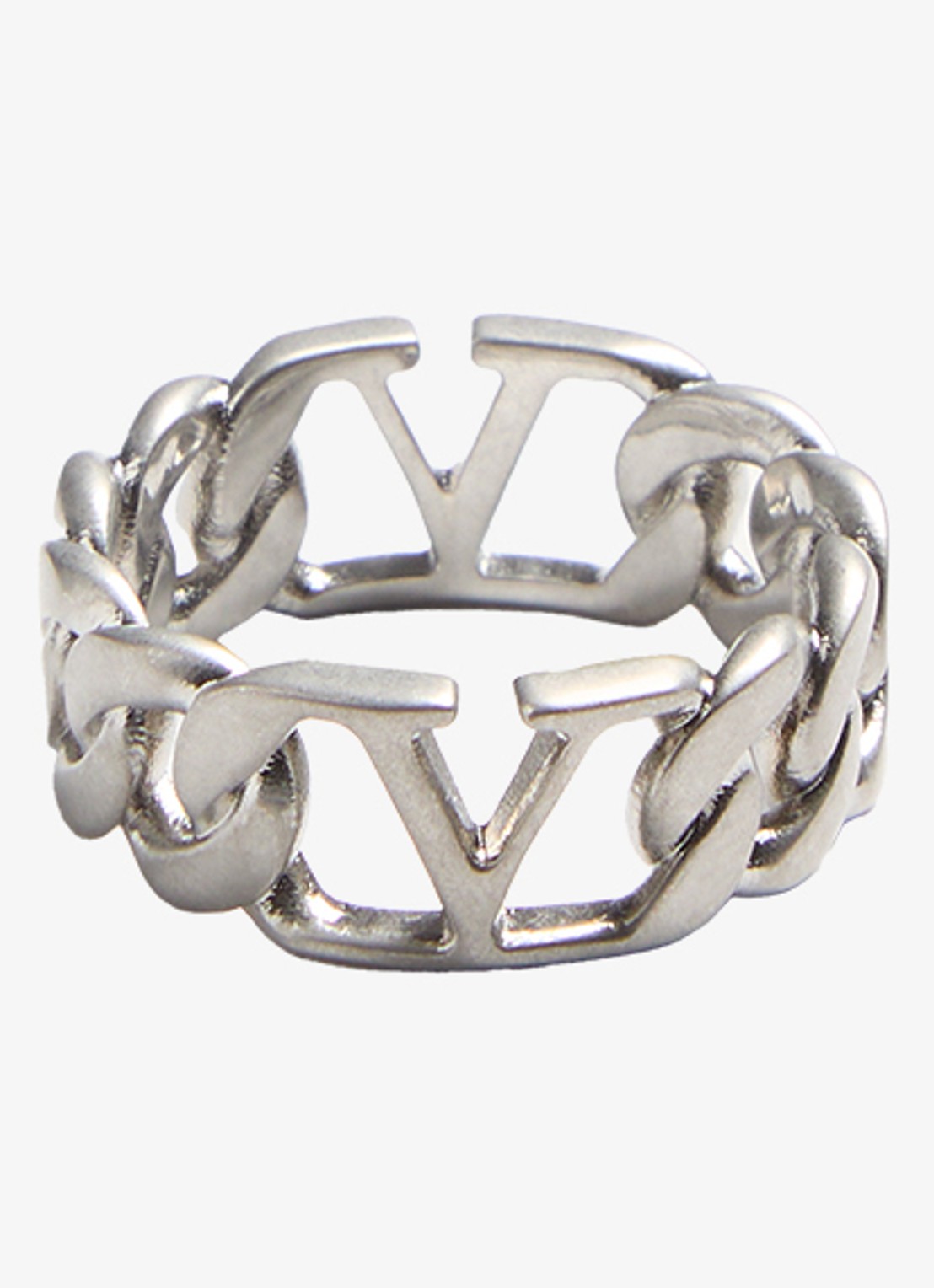 Valentino Garavani VLogo Signature ring met logo - voorkant zilver