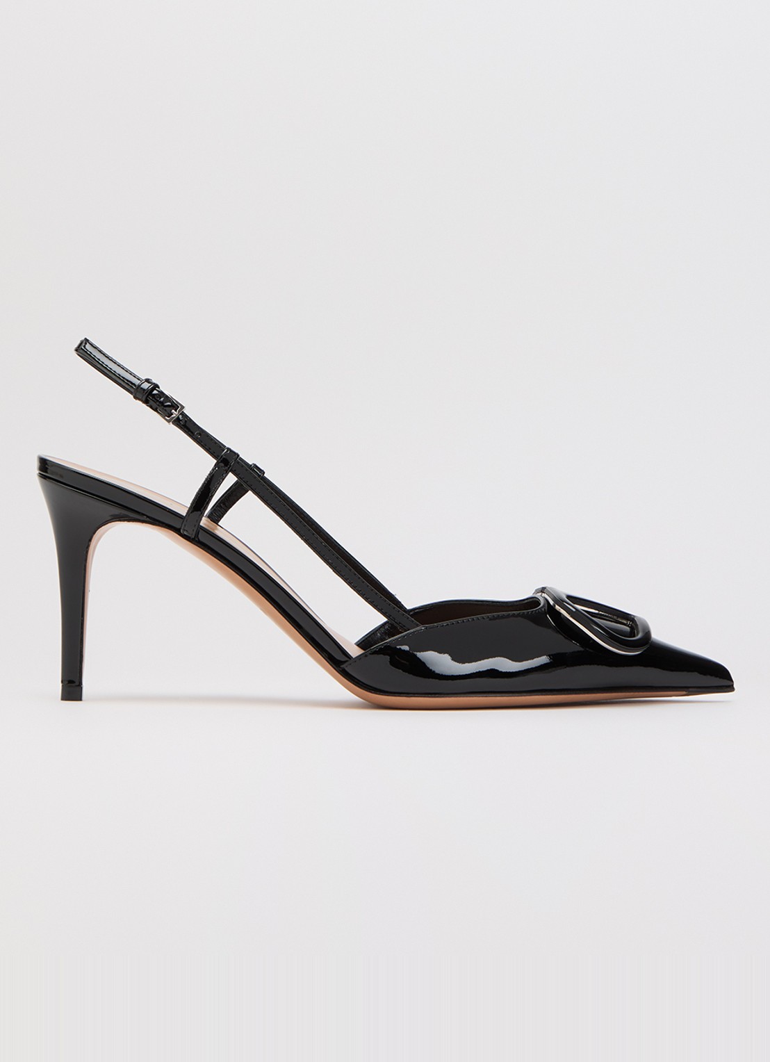 Valentino Garavani VLogo Signature slingback van lakleer - voorkant zwart