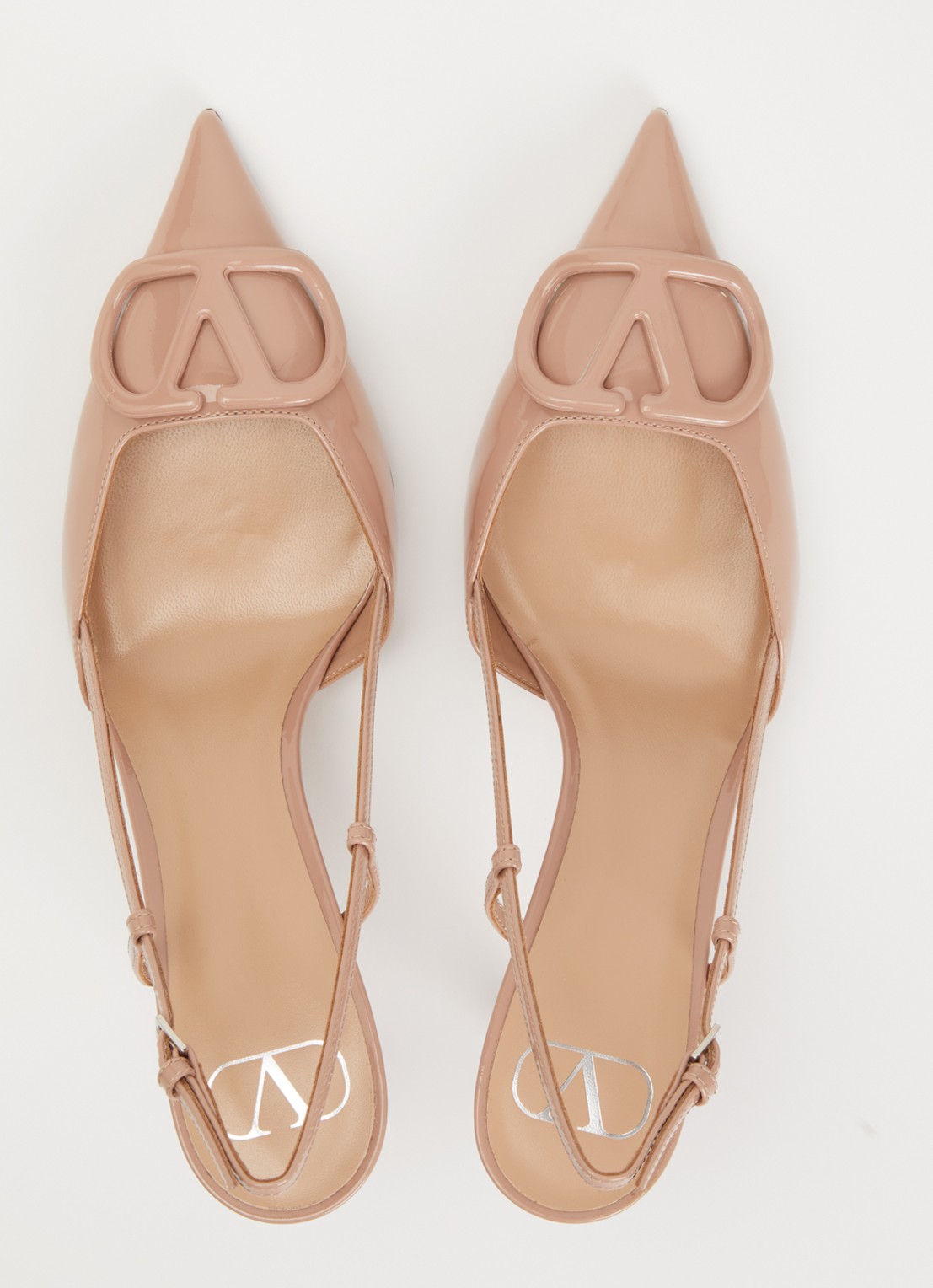 Valentino Garavani VLogo Signature slingback van lakleer - detail 4 lichtroze