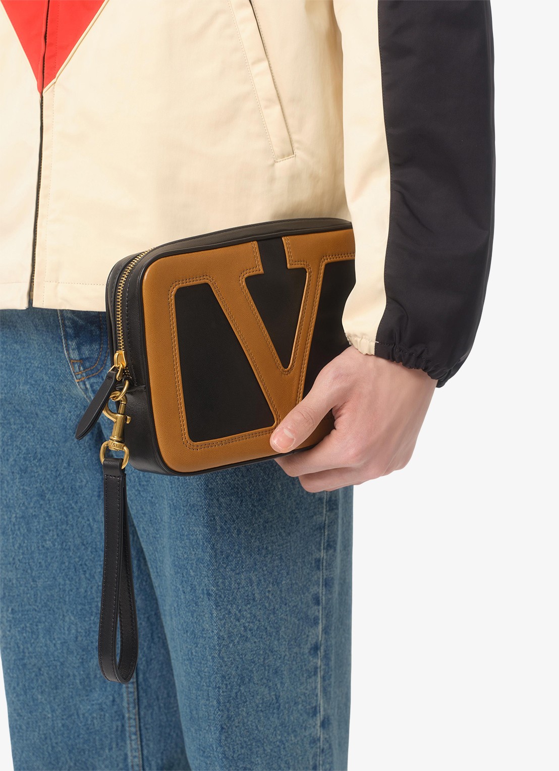 Valentino Garavani Windjack met capuchon en ritszakken - detail 4 beige