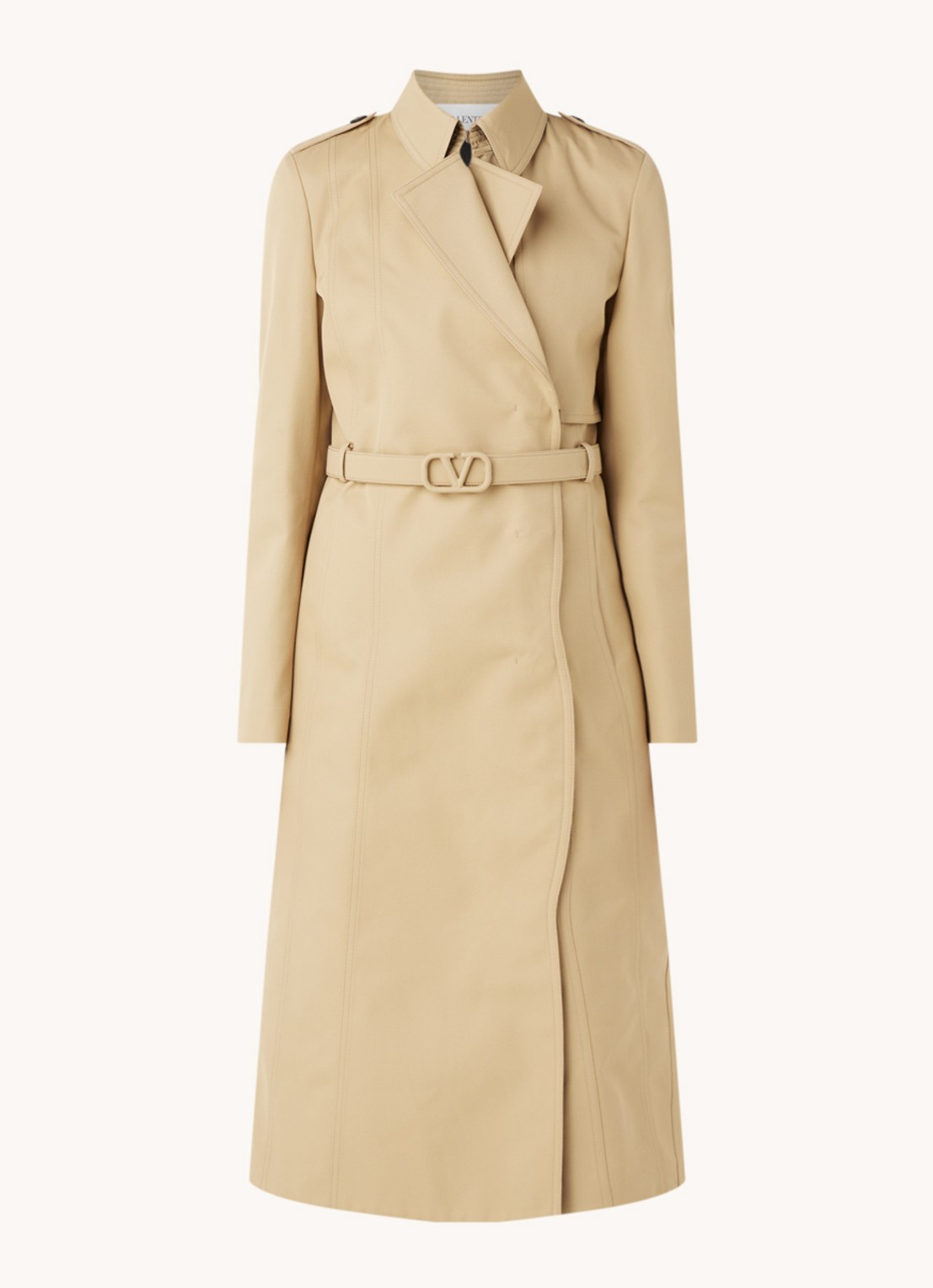 Valentino Trenchcoat in katoenblend met ceintuur  - voorkant 3 beige