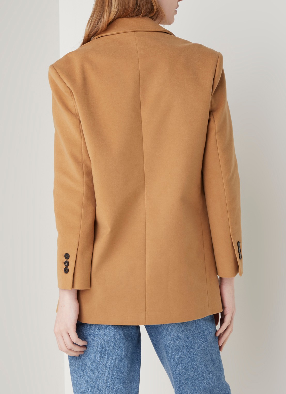 Valmon single breasted blazer van velours - achterkant camel