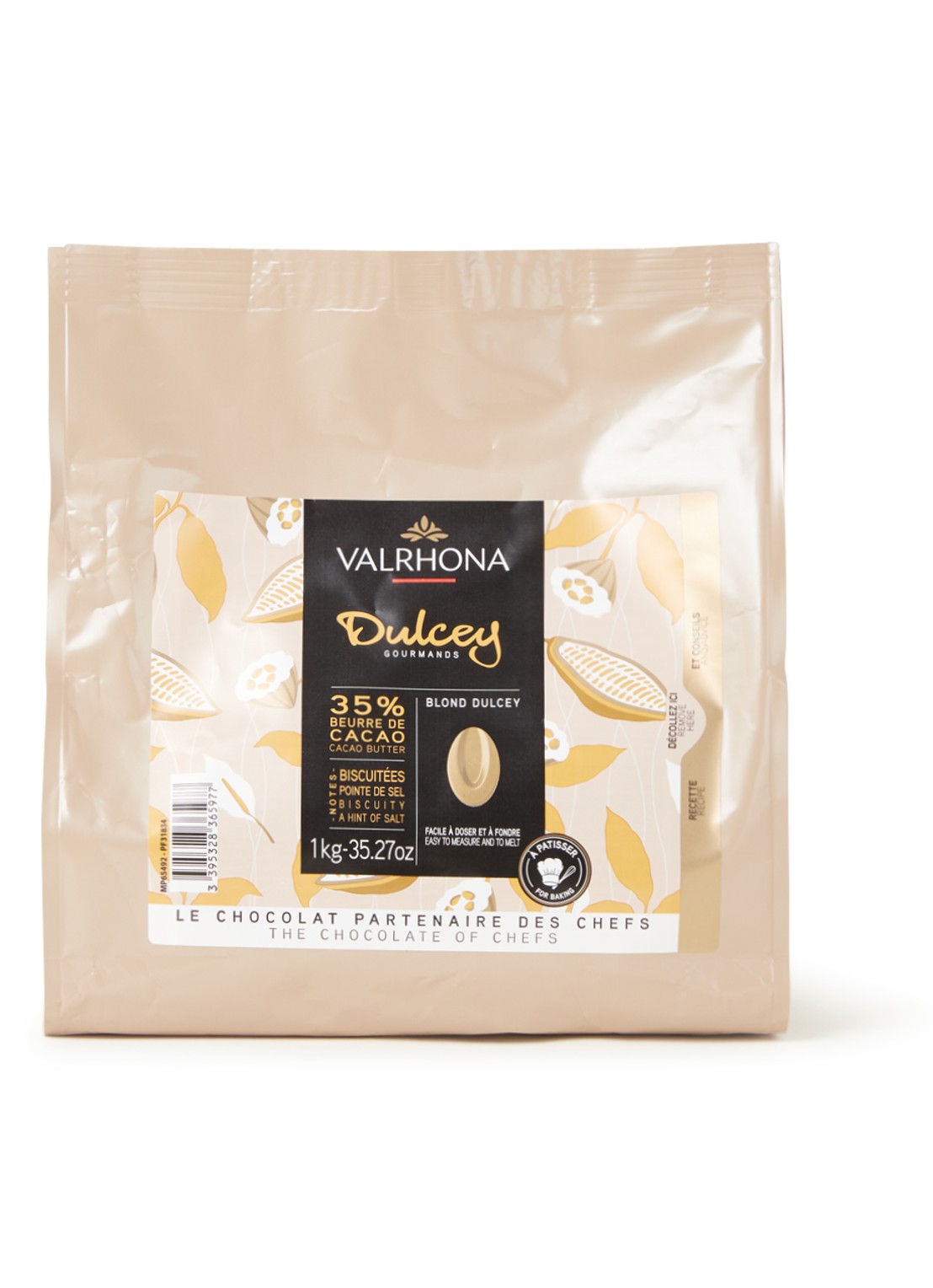 Valrhona Dulcey 35% Blond chocolade 1 kg - voorkant undefined