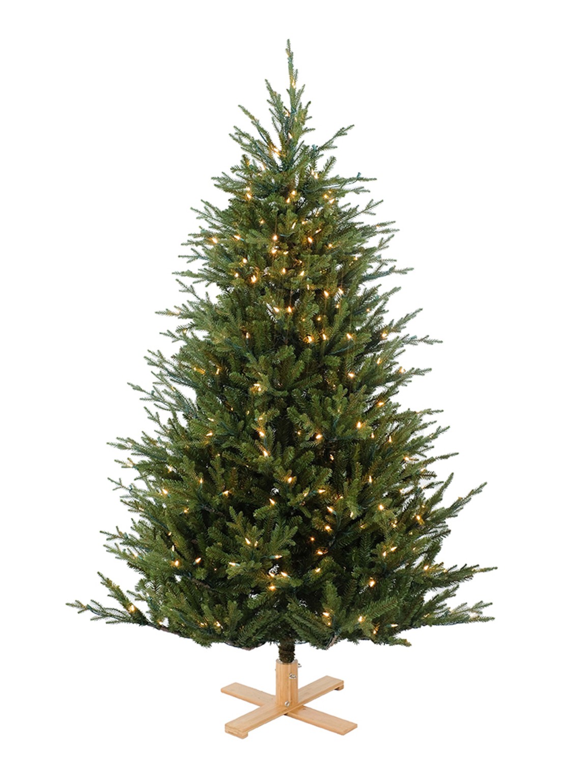 Van Der Gucht Arkansas kunstkerstboom met LED verlichting 183 cm - voorkant 4 donkergroen