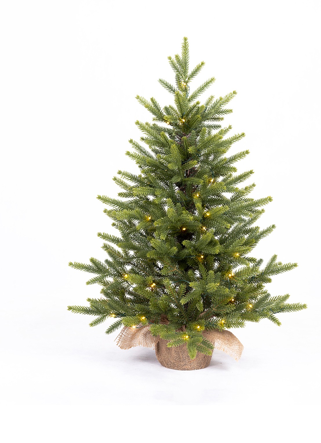 Van Der Gucht Detroit kunstkerstboom met LED verlichting 75 cm - voorkant donkergroen