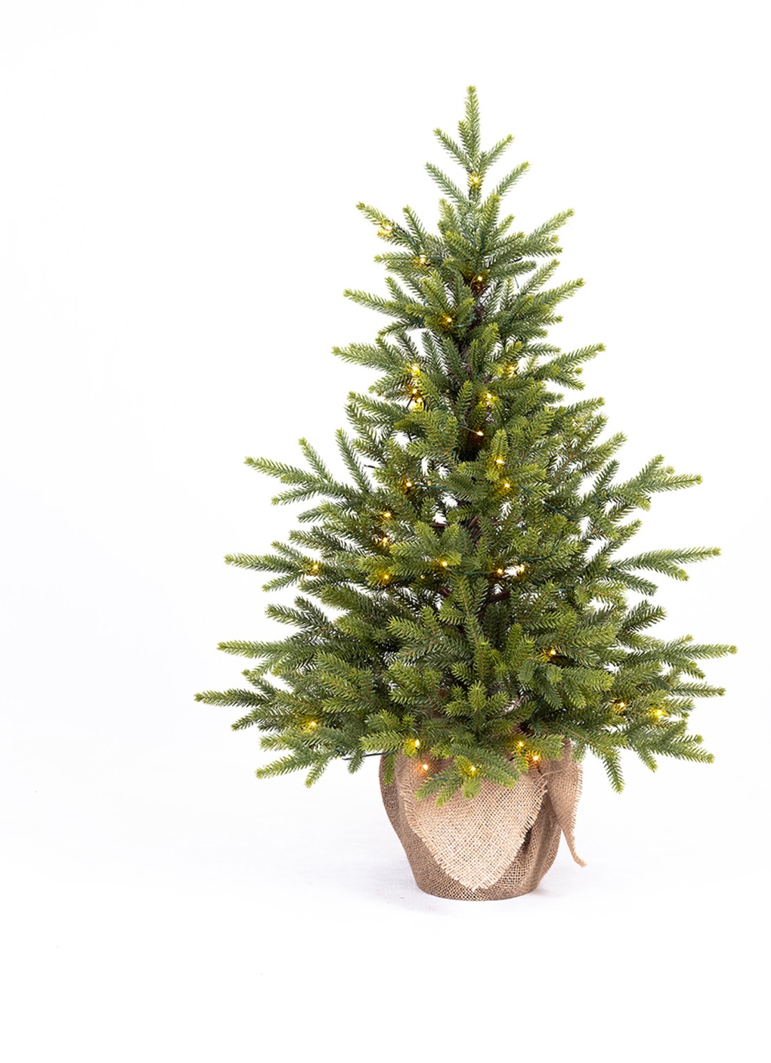 Van Der Gucht Detroit kunstkerstboom met LED verlichting 90 cm - voorkant groen