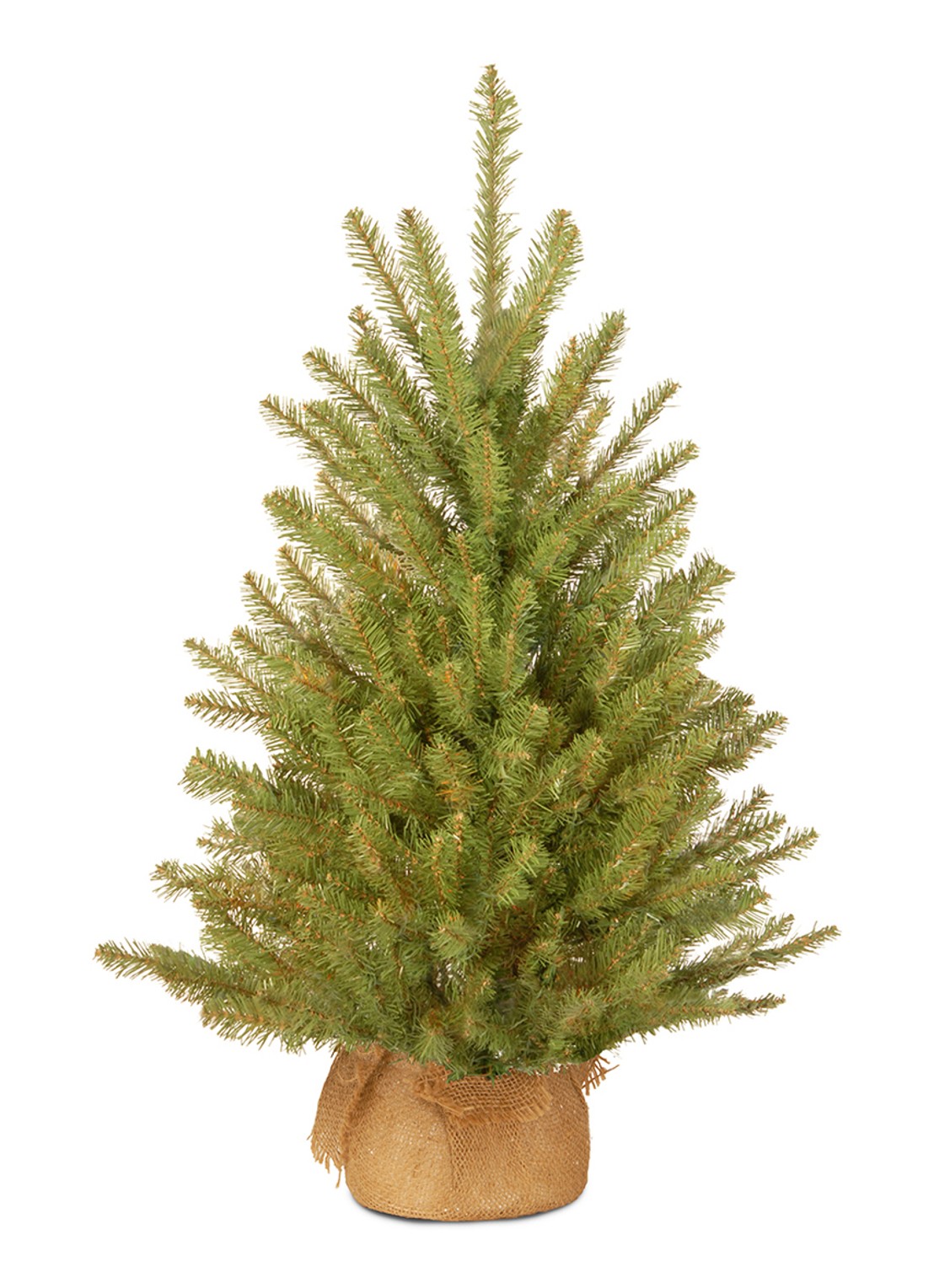 Van Der Gucht Dunhill Fir kunstkerstboom met burlap 61 cm - voorkant groen