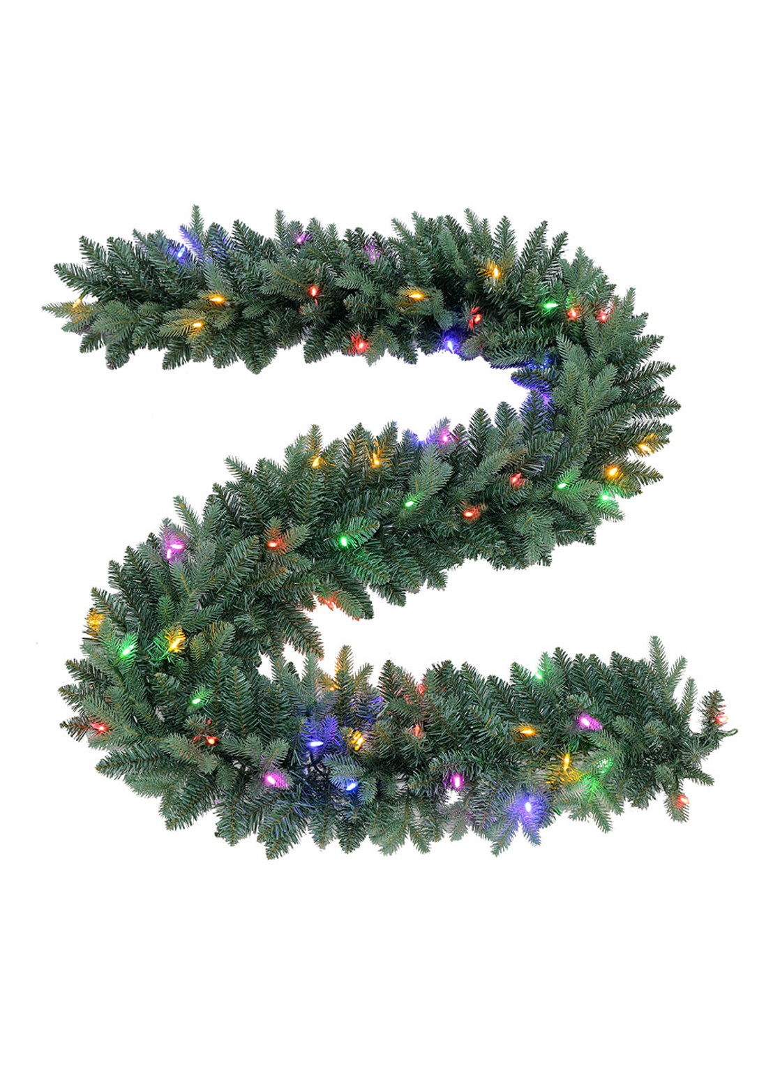 Van Der Gucht Everton kerstguirlande met LED verlichting 274 cm - voorkant groen