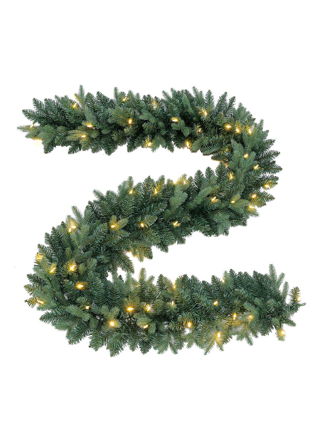 Van Der Gucht Everton kerstguirlande met LED verlichting 274 cm - voorkant 2 groen
