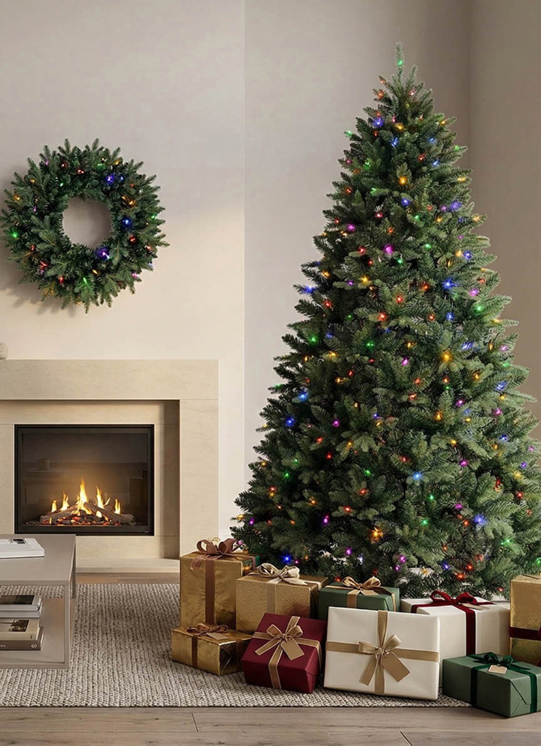 Van Der Gucht Everton kerstkrans met LED verlichting 61 cm - achterkant 3 groen