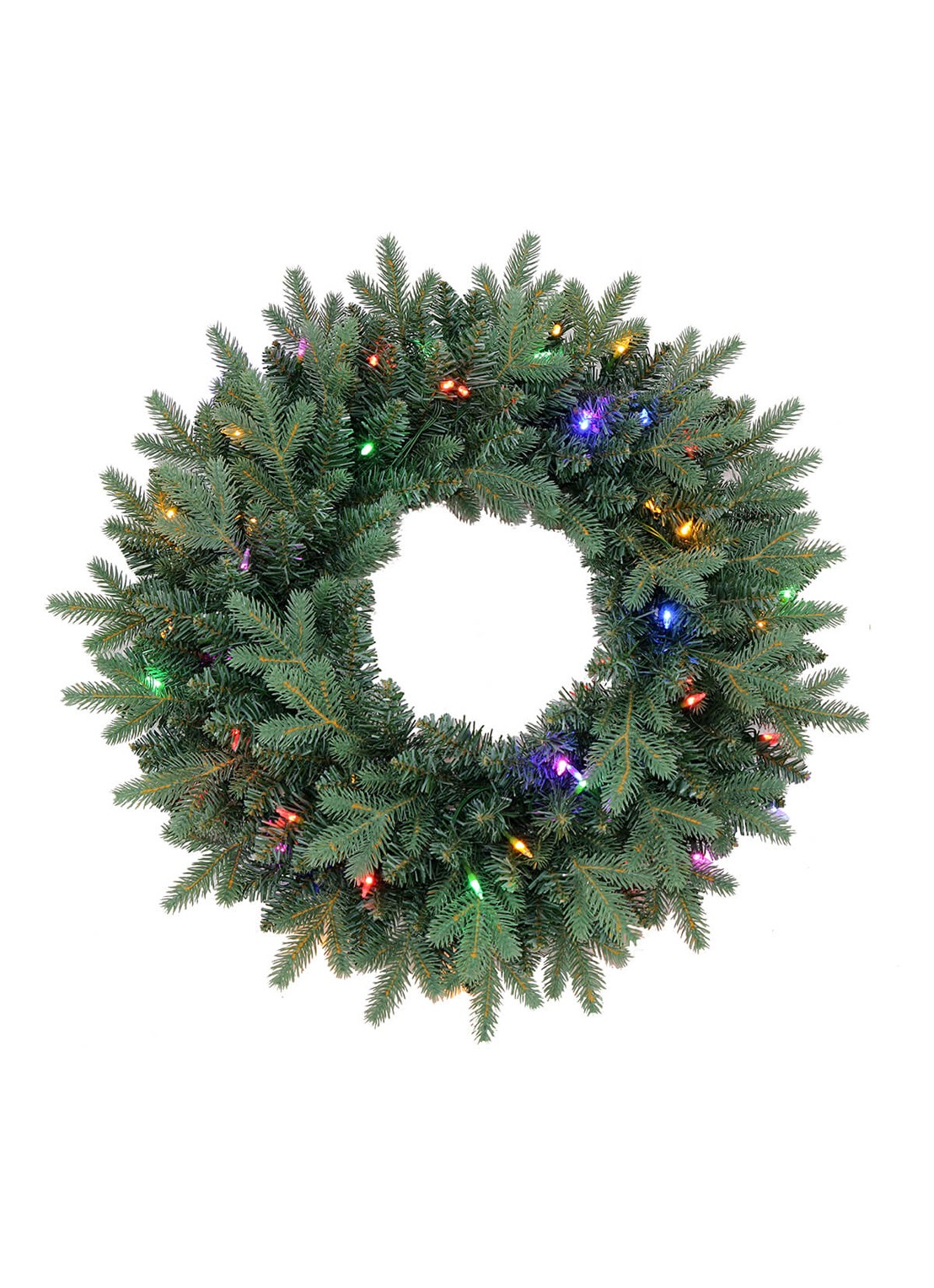 Van Der Gucht Everton kerstkrans met LED verlichting 61 cm - voorkant groen