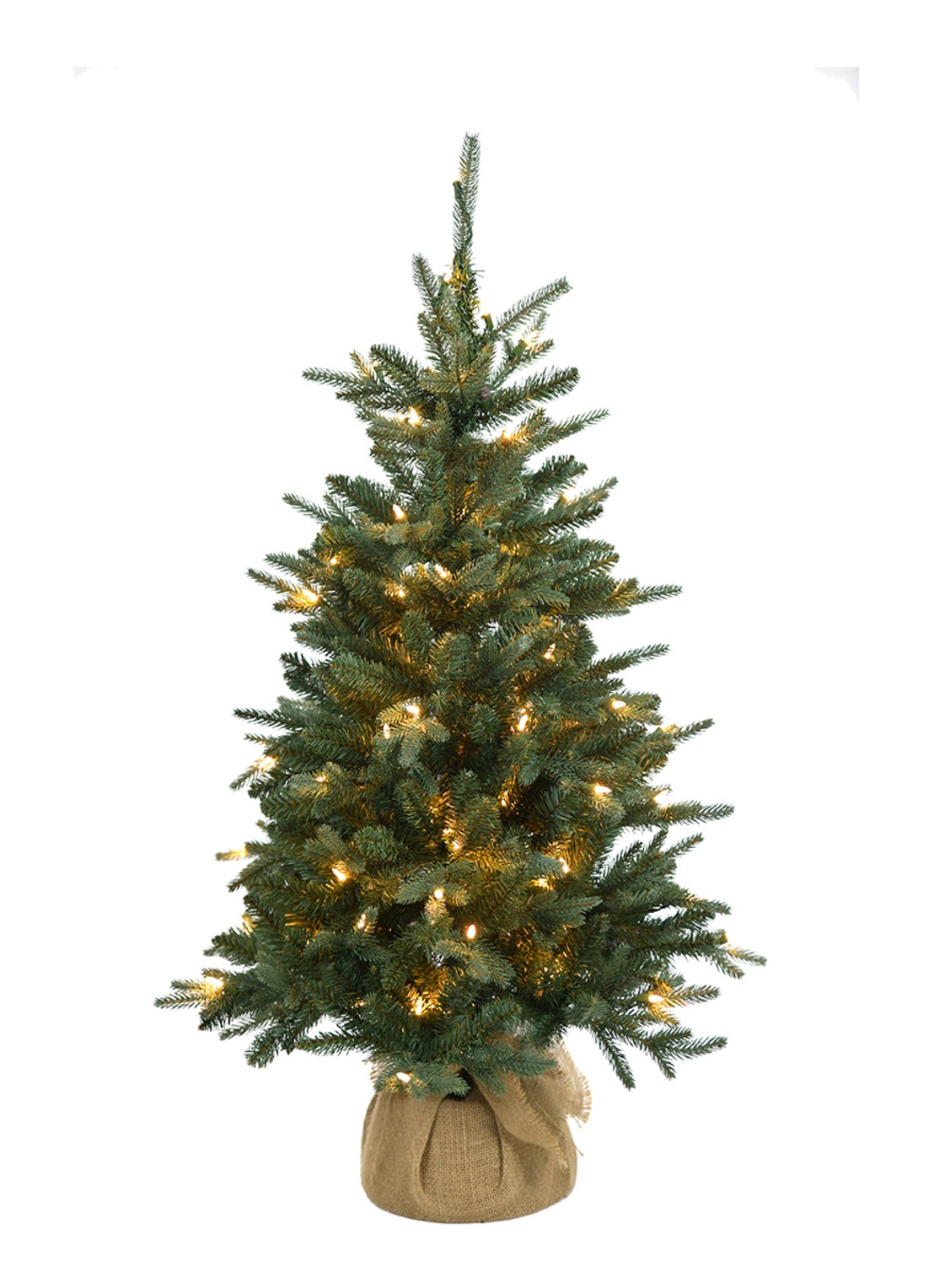 Van Der Gucht Everton kunstkerstboom met LED verlichting 122 cm - voorkant 2 groen