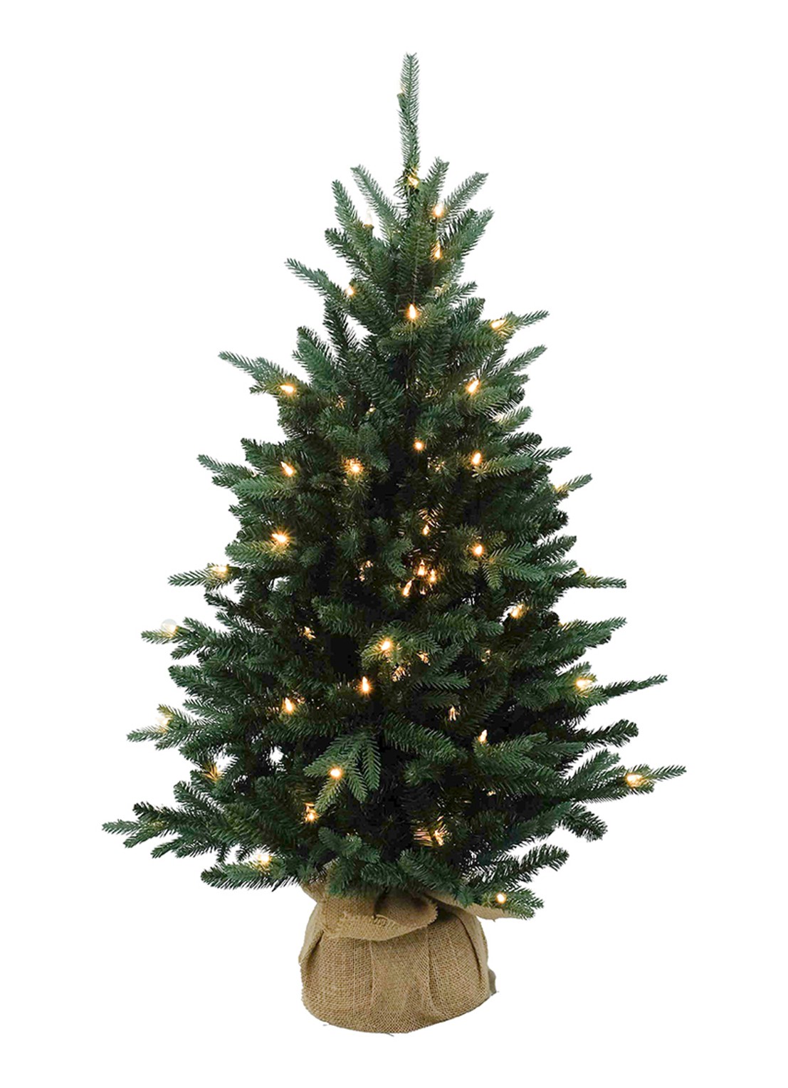 Van Der Gucht Everton kunstkerstboom met LED verlichting 91 cm - voorkant 2 groen