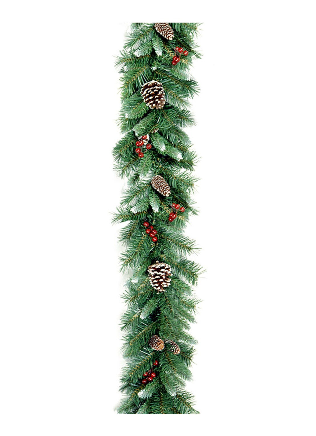 Van Der Gucht Frosted Berry kerstguirlande 274 cm - voorkant groen