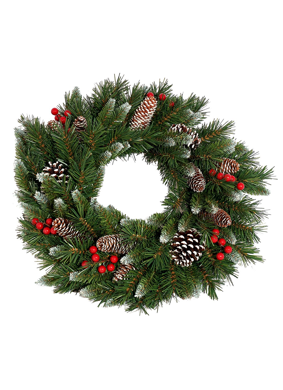 Van Der Gucht Frosted Berry kerstkrans 50 cm - voorkant 2 groen