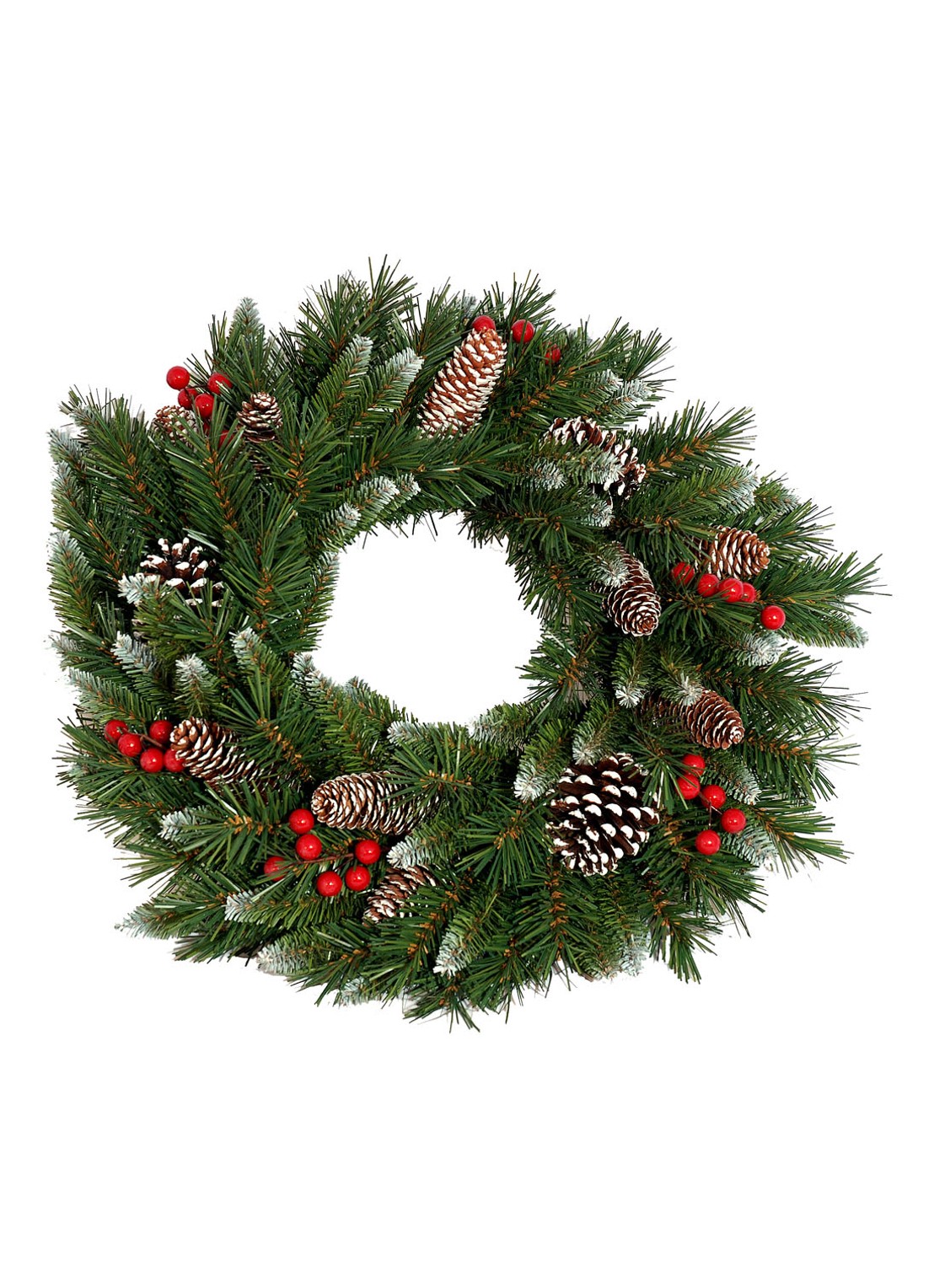 Van Der Gucht Frosted Berry kerstkrans 75 cm - voorkant groen