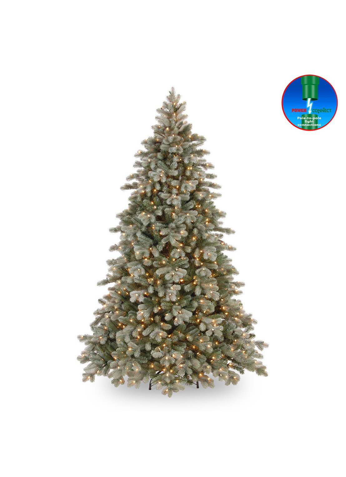 Van Der Gucht Frosted Colorado kunstkerstboom met LED verlichting 213 cm - voorkant 4 groen