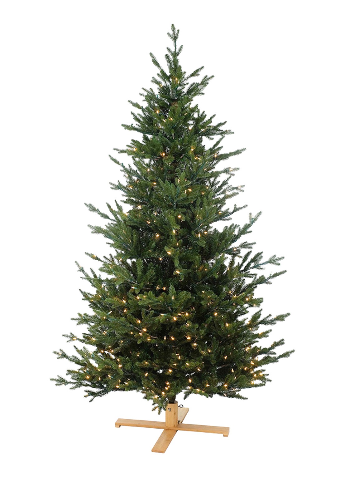Van Der Gucht Göteborg kunstkerstboom met LED verlichting 228 cm - voorkant groen