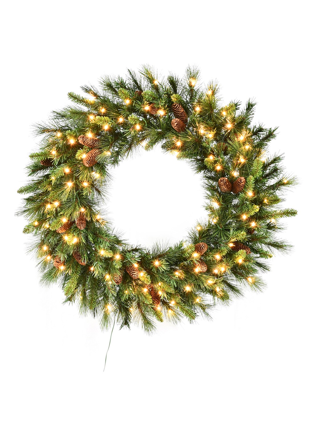 Van Der Gucht Kaia kerstkrans met LED verlichting 91 cm - voorkant groen