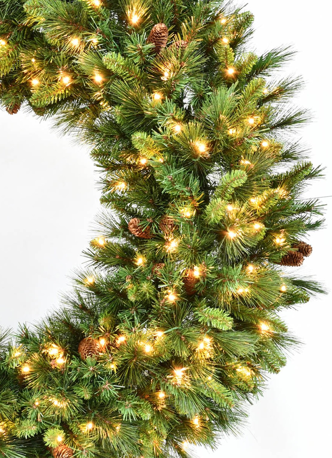 Van Der Gucht Kaia kerstkrans met LED verlichting 91 cm - voorkant 2 groen
