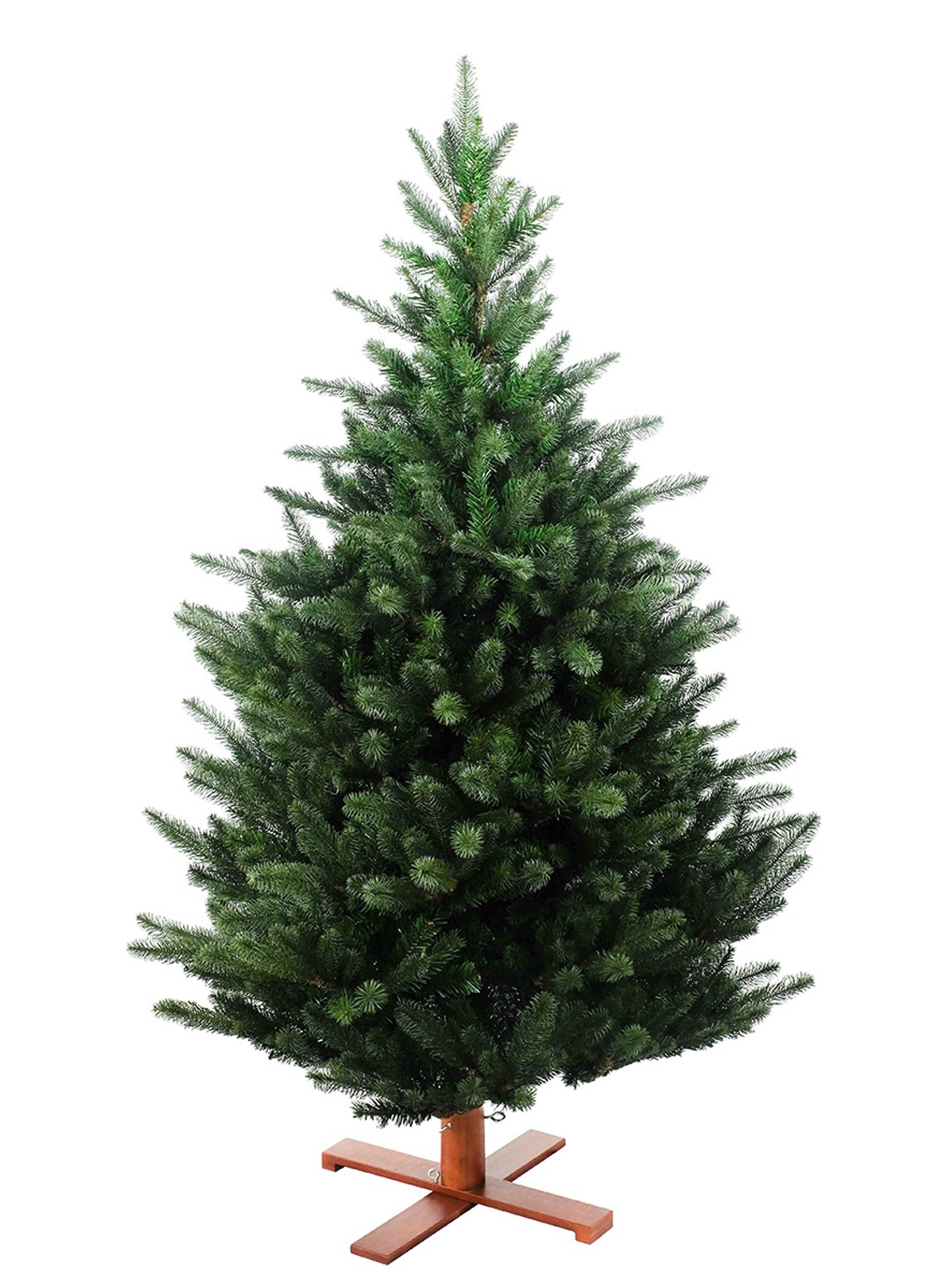 Van Der Gucht Kentucky Deluxe kunstkerstboom met houten voet 183 cm - voorkant 2 groen
