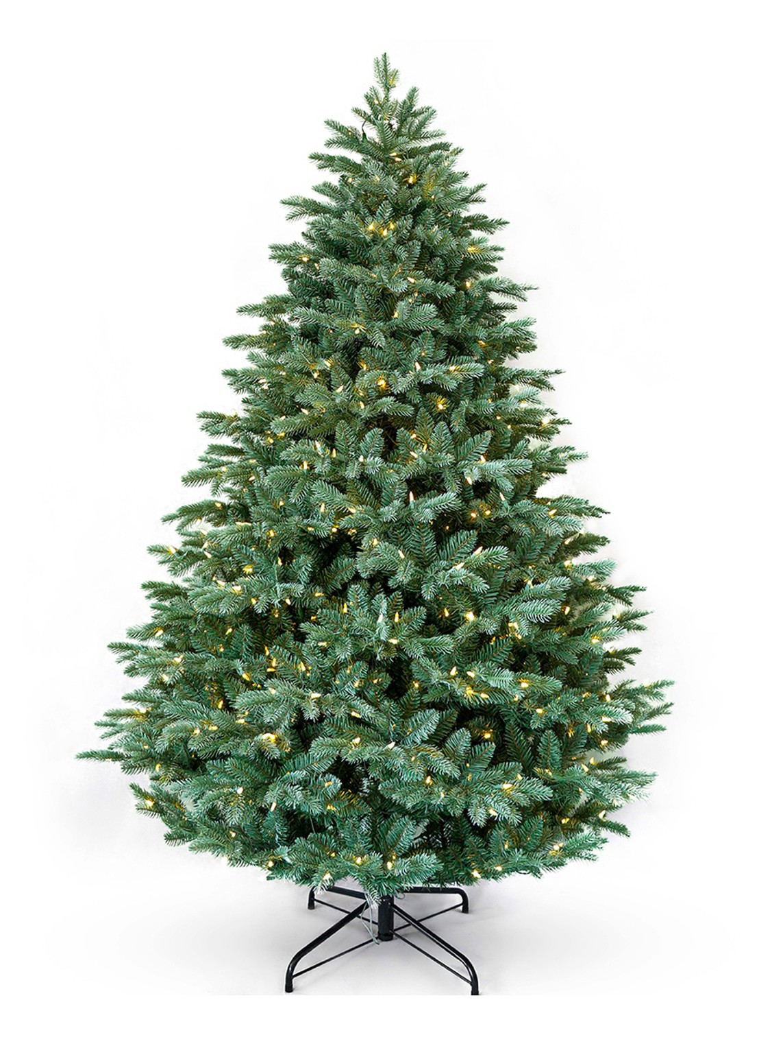 Van Der Gucht Mulberry Green kunstkerstboom met LED verlichting 228 cm - voorkant groen
