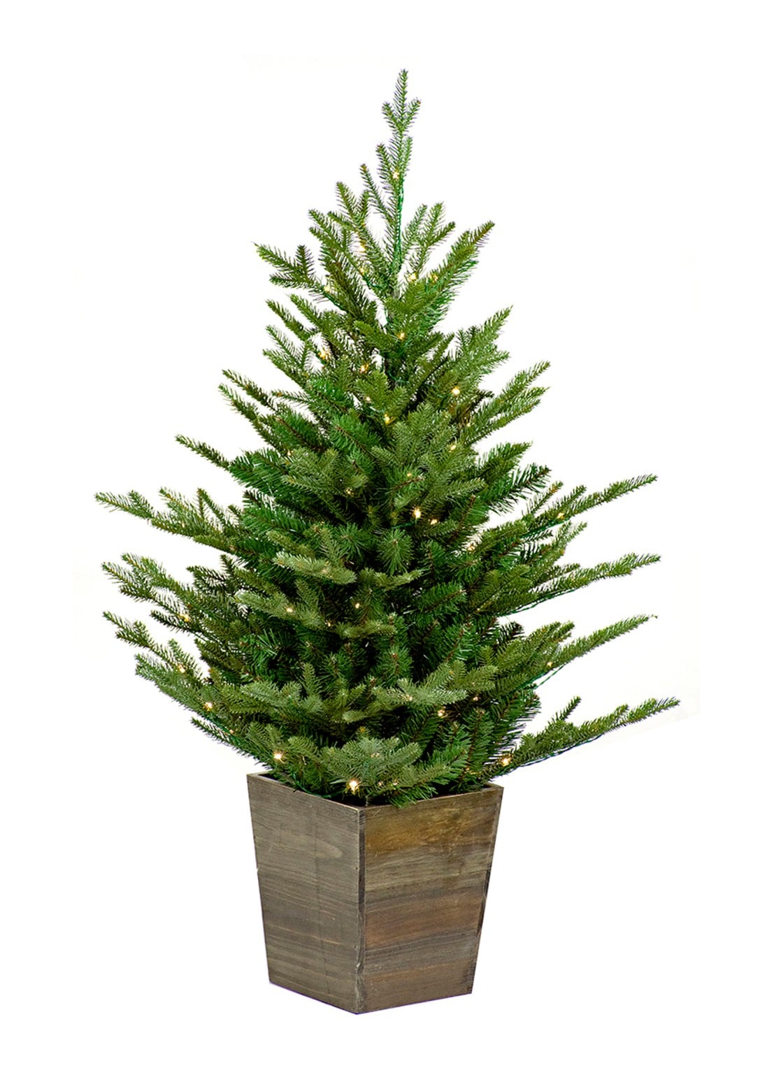 Van Der Gucht Nordmann kunstkerstboom met LED verlichting 91cm - voorkant 2 groen